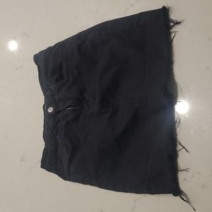Black denim mini skirt